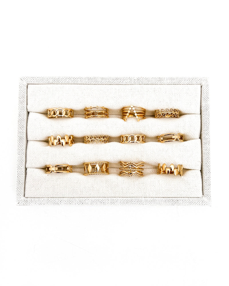 Rolonda Assorted Adjustable Gold Rings (12)