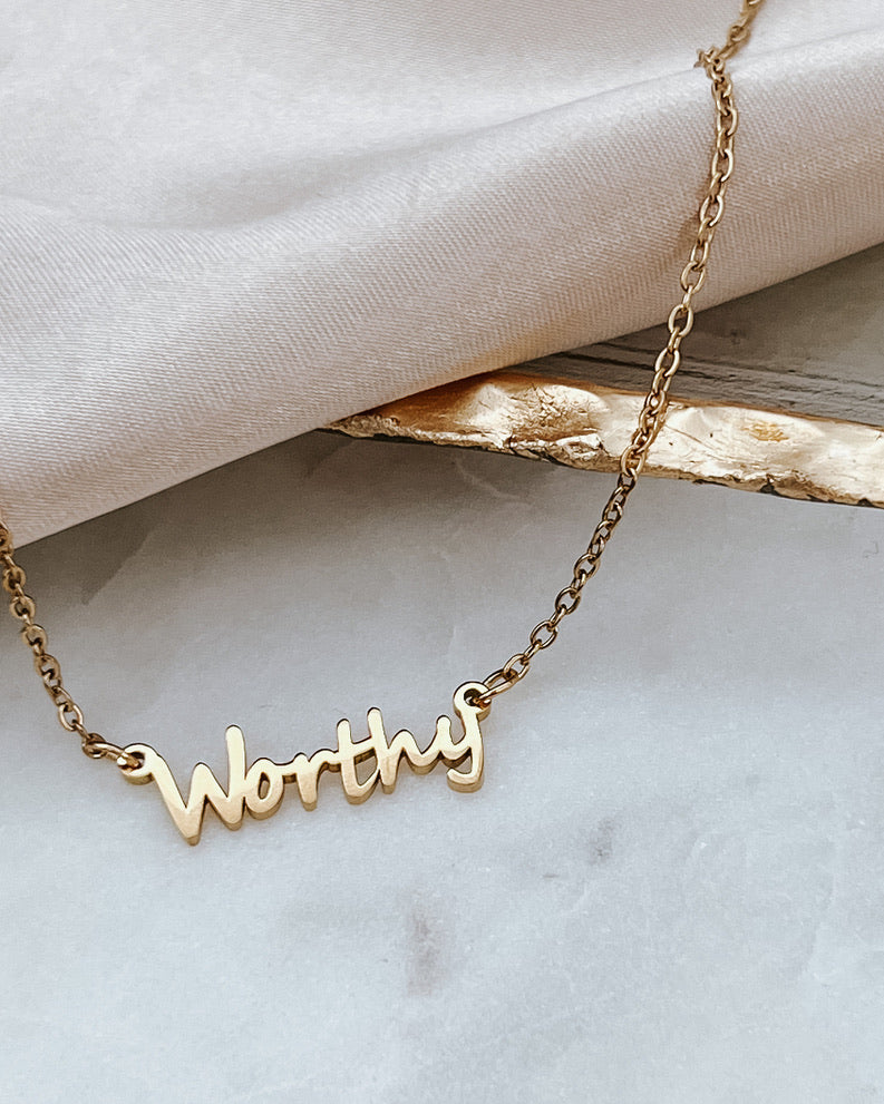 Worthy Gold Word Necklace