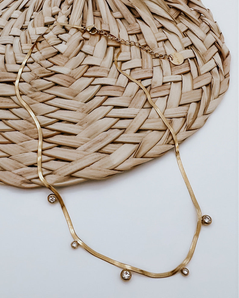 Cassi Herringbone Crystal Necklace