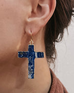 Ebal Blue Cross Earrings