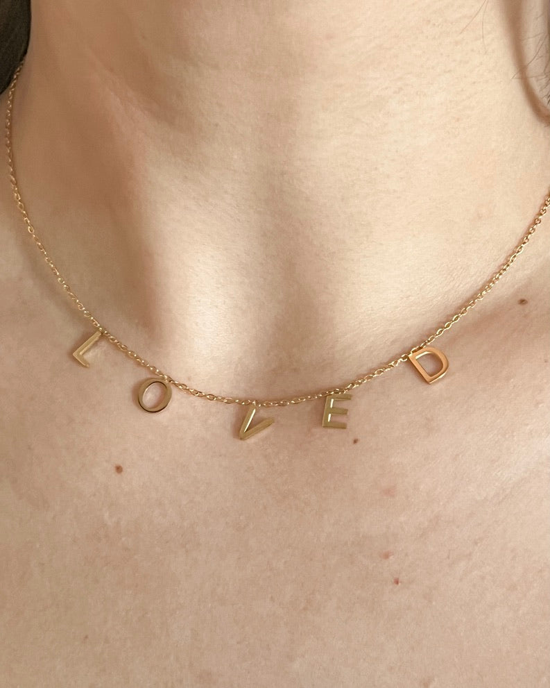 Loved Dangle Charm Letter Necklace
